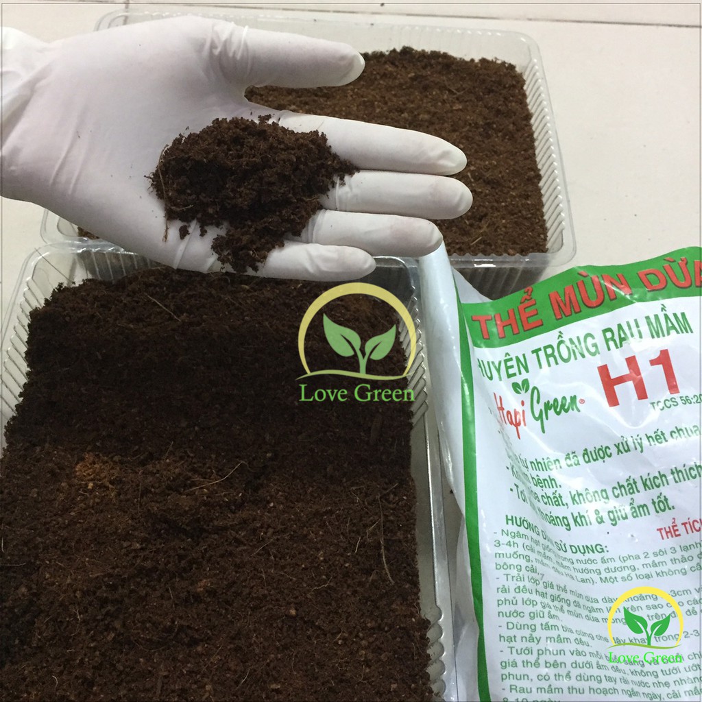 Giá Thể Mùn Dừa Đất H1 Hapigreen 800G (Trồng Rau Mầm + Thủy Canh)