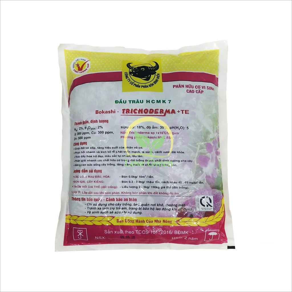 Phân Hữu Cơ Vi Sinh (Phân Đầu Trâu Hcmk7 Trichoderma) 1Kg